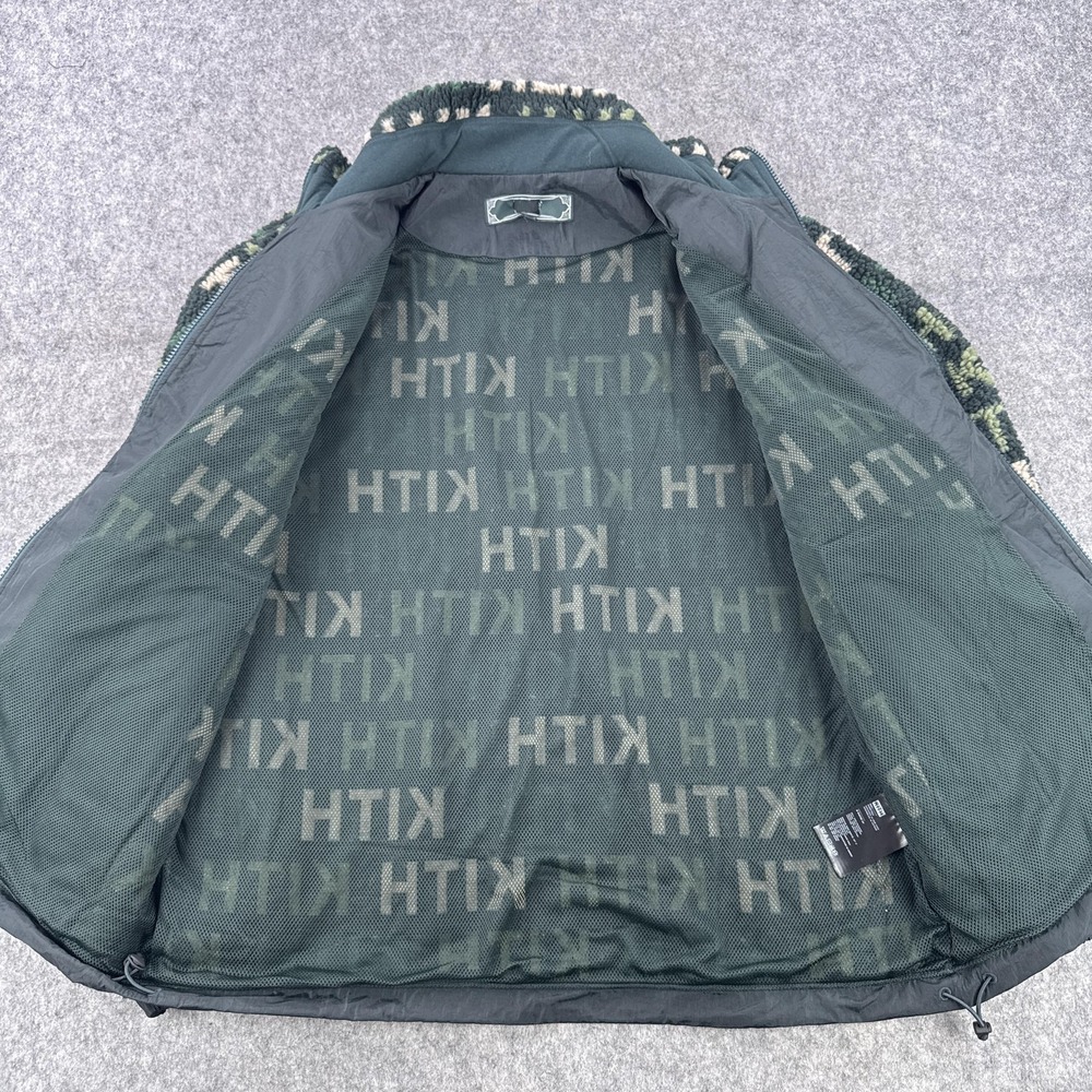 Kith Pinehurst Sherpa Fleece Jacket Mens Large Green All Over Kith Logo Bomber - Picture 7 of 9